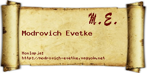 Modrovich Evetke névjegykártya